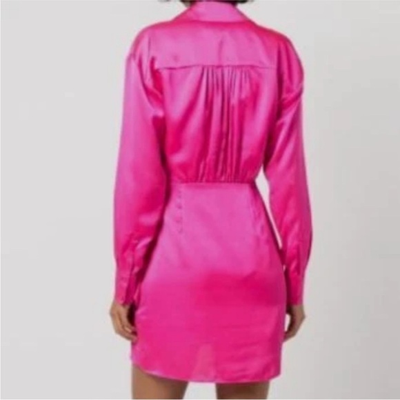 NWT Milly hot pink Jordan satin mini wrap dress small s - Picture 2 of 8